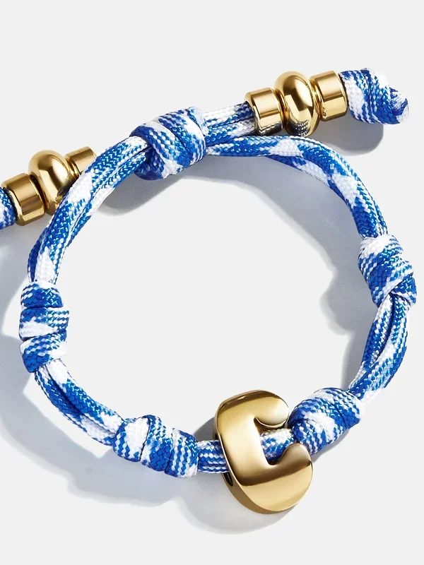 Knotty Initial Custom Bracelet – Royal Blue/White Single Letter