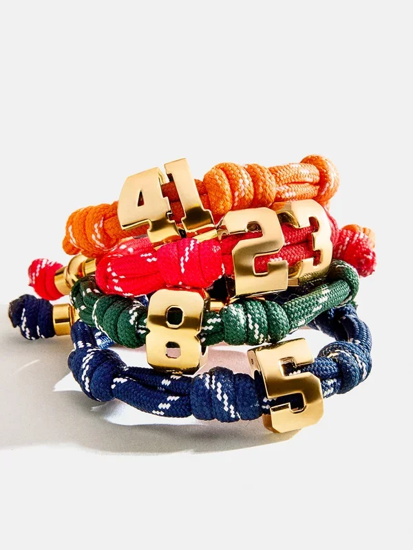 Knotty Varsity Number Custom Bracelet – Cherry Red Single Digit