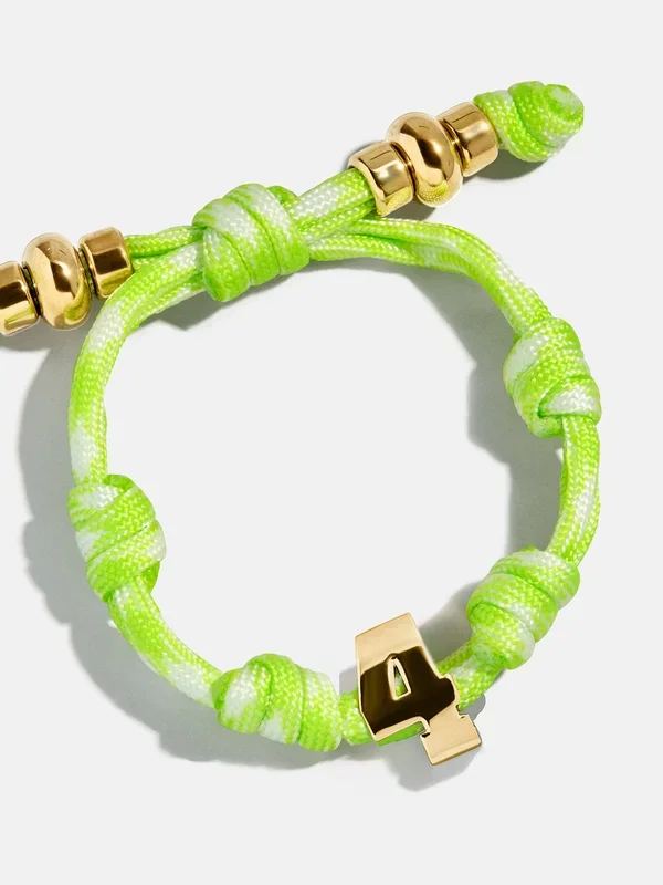 Knotty Varsity Number Custom Bracelet – Lime Green Single Digit