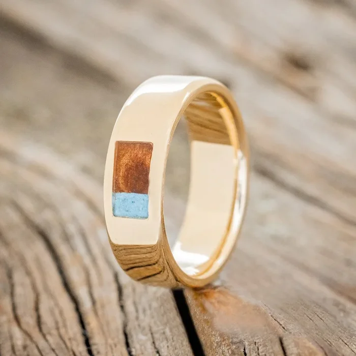 KOA WOOD & TURQUOISE WEDDING BAND