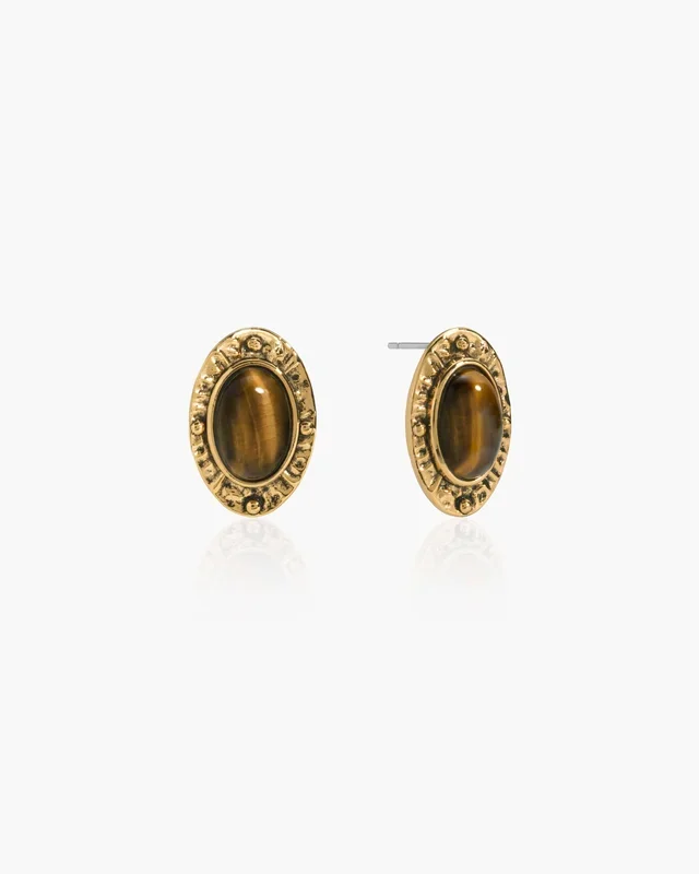 Kolczyki wkrętki Tiger’s Eye Savannah