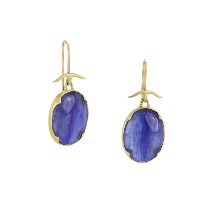 Kyanite Scallop Drop Earrings