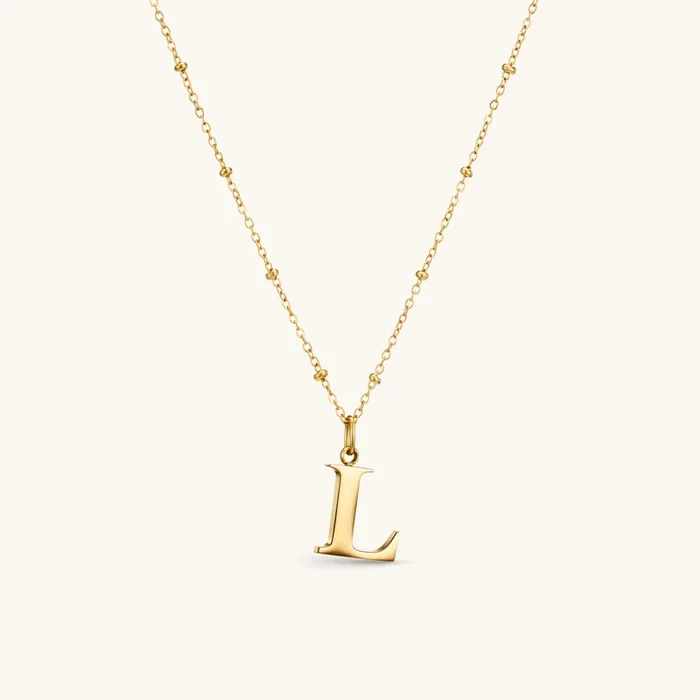 L Initial Pendant Necklace Gold