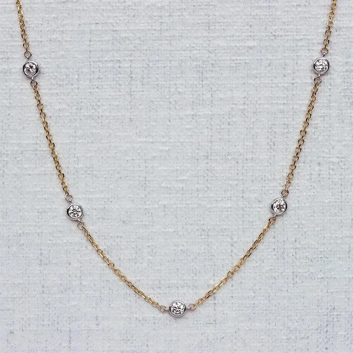 Lab Grown Diamond by the Yard Necklace 1.25ctw in 14k Two Tone Gold