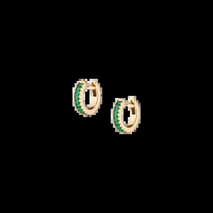 Lab Grown Green Emerald Baguette Huggie Earrings