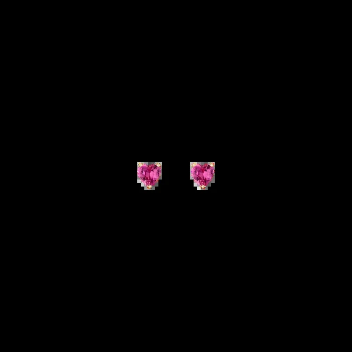 Lab Grown Pink Sapphire Heart Stud Earrings
