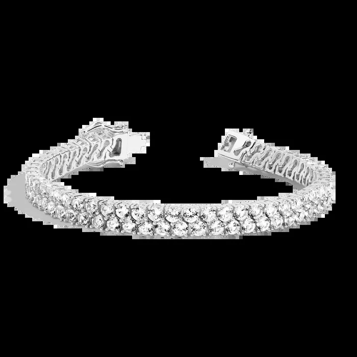 Lab Grown White Sapphire Double Row Tennis Bracelet