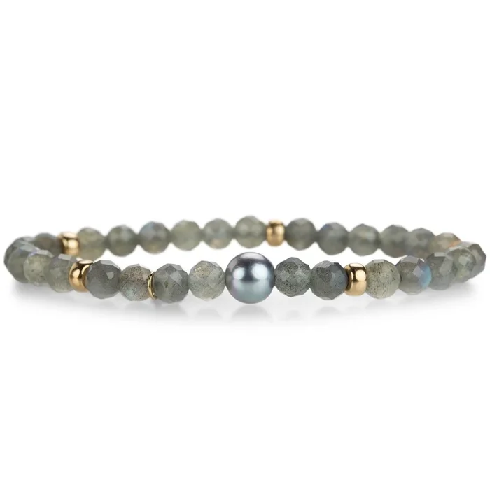 Labradorite and Tahitian Pearl Stretch Bracelet