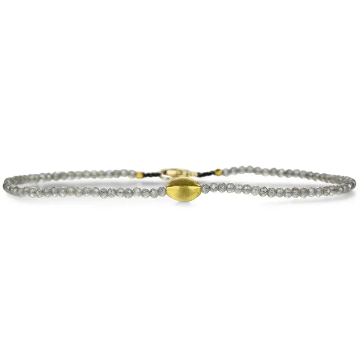 Labradorite Beaded Bracelet with 18k Gold Bead