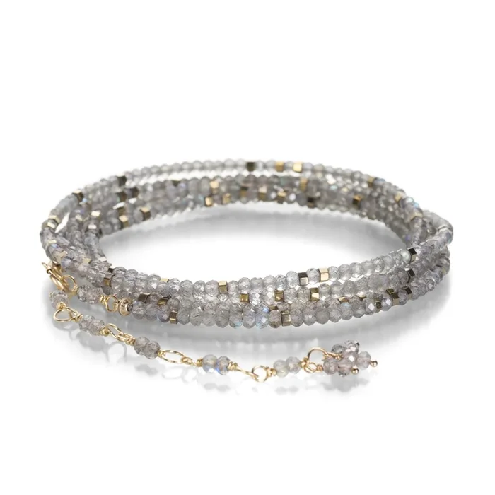 Labradorite Confetti Wrap Bracelet – 34″