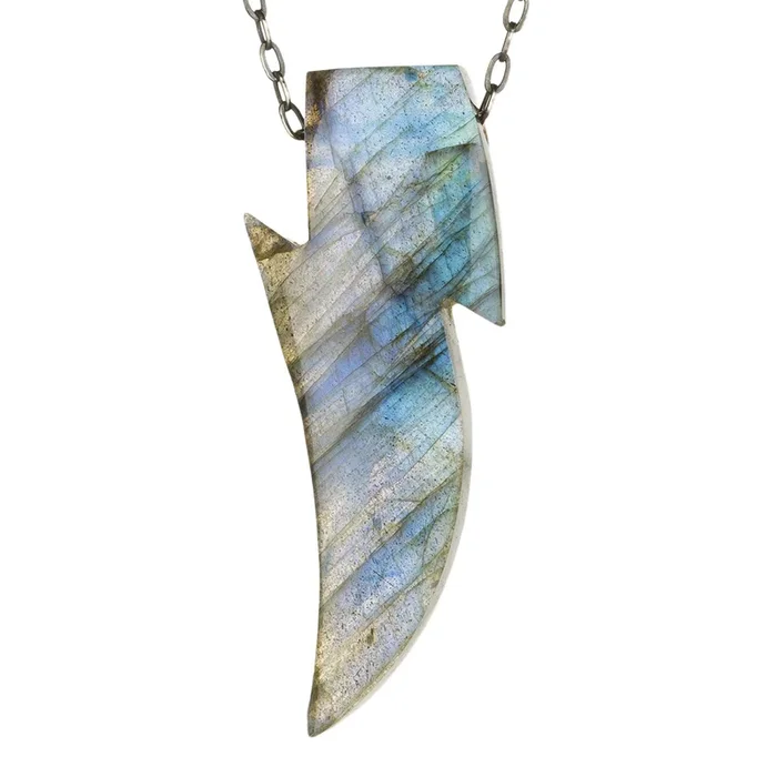 Labradorite Lightning Bolt Pendant Necklace