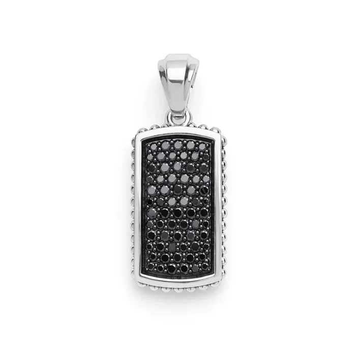 Lagos Anthem Sterling Silver Beaded Black Diamond Tag Amulet