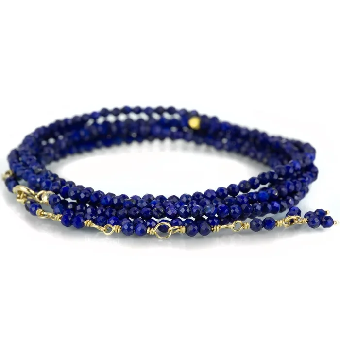 Lapis Bead Wrap Bracelet – 34″