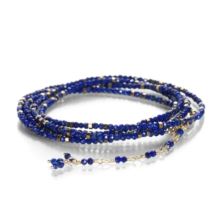 Lapis Confetti Wrap Bracelet – 34″
