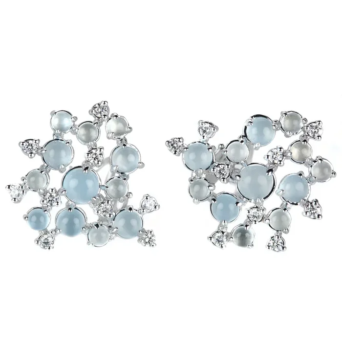 Large Aquamarine Bubble Cluster Earrings