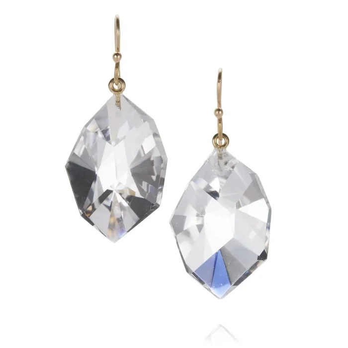 Large Faceted Rock Crystal Earrings
