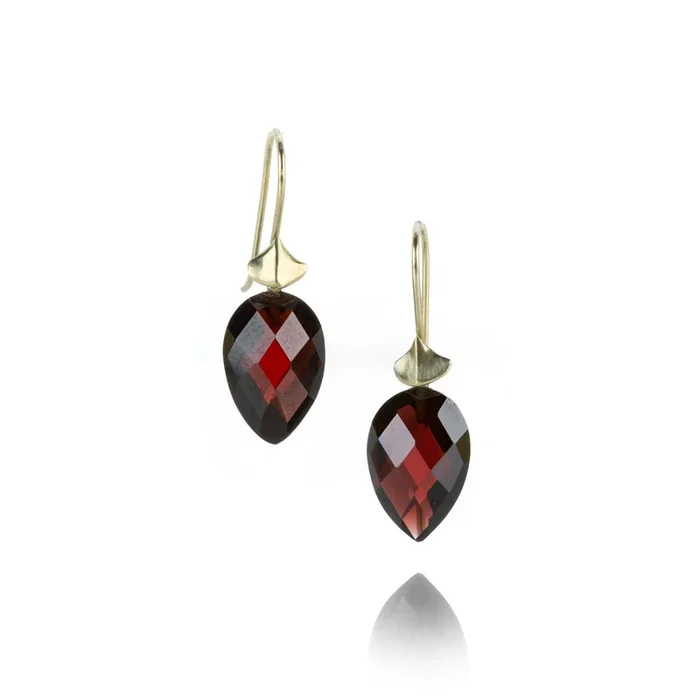 Large Garnet Simple Bug Earrings