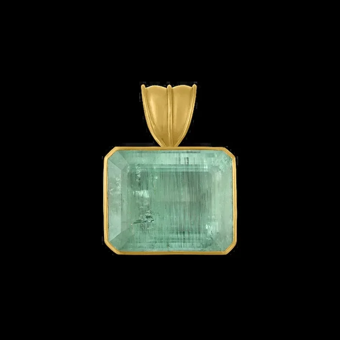Large Green Beryl Block Pendant