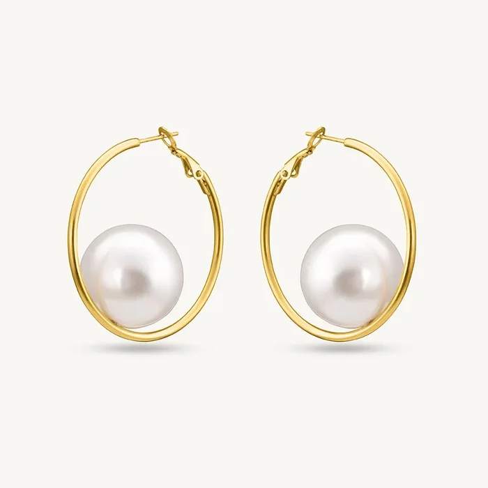 Large Lumina Pearl Hoops