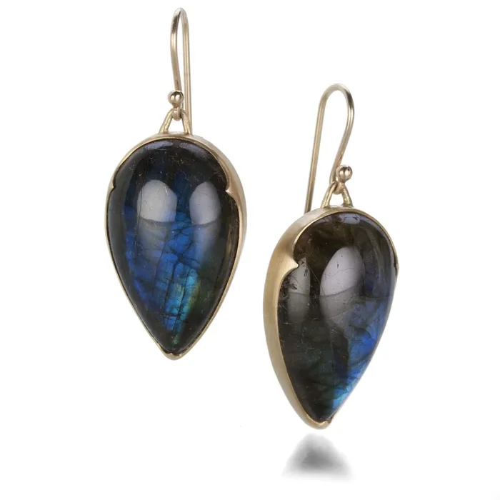 Large Pear Labradorite Earrings
