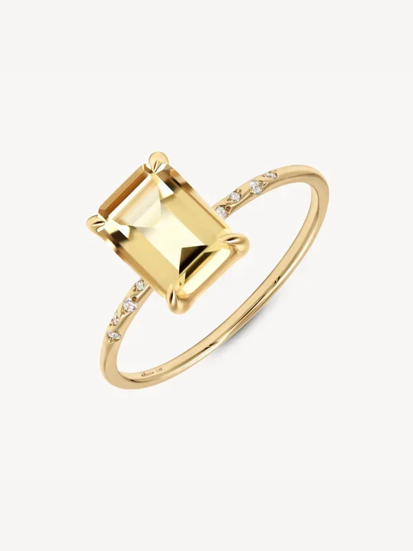 Large Starry Citrine Ring
