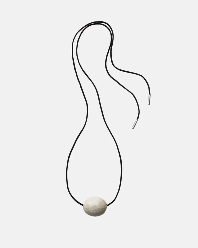Large Stone Ellipse Necklace, White