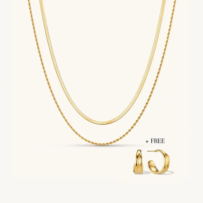 Layered Luxe Necklace Gold + FREE Épique Small Earrings