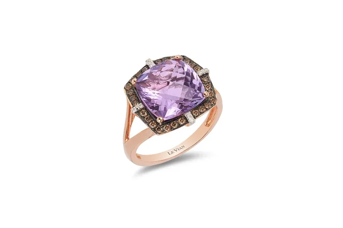 Le Vian Grand Sample Sale Ring featuring Grape Amethyst Chocolate Diamonds, White Diamonds set in 14K Rose Gold