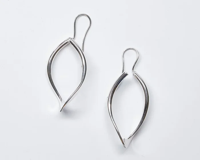 Leaf Sterling Silver Hoop Earrings