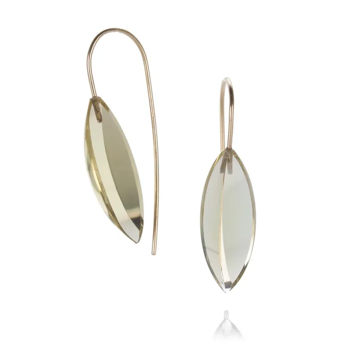 Lemon Quartz Navette Earrings