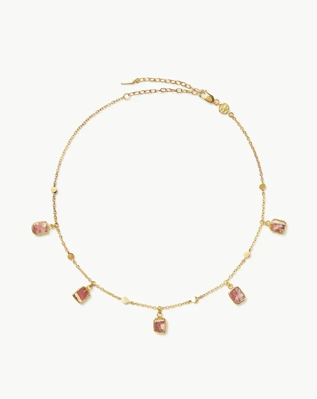 Lena Charm Choker | 18ct Gold Plated/Rhodochrosite