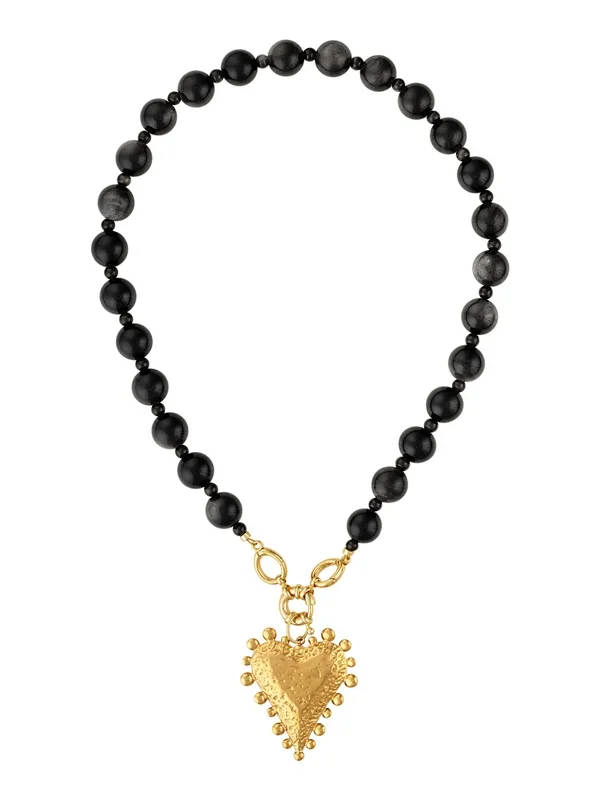 Lennon Gemstone Open Clasp Heart Necklace