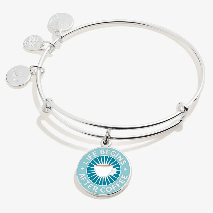 Life Begins After Coffee’ Charm Bangle Bracelet