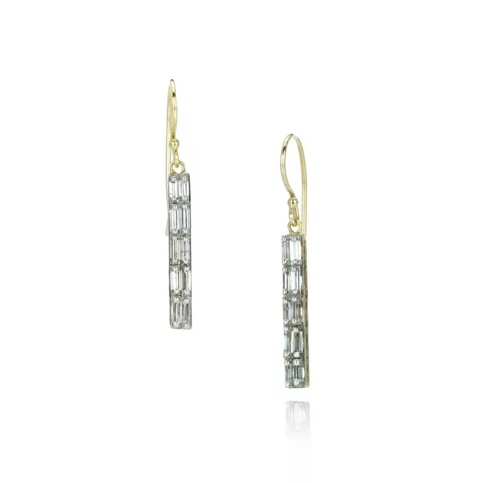 Linear Baguette Diamond Drop Earrings
