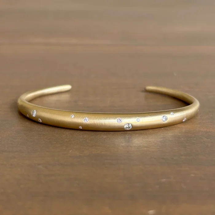 Liquid Gold Fine Melee Diamond Curve Cuff Bracelet