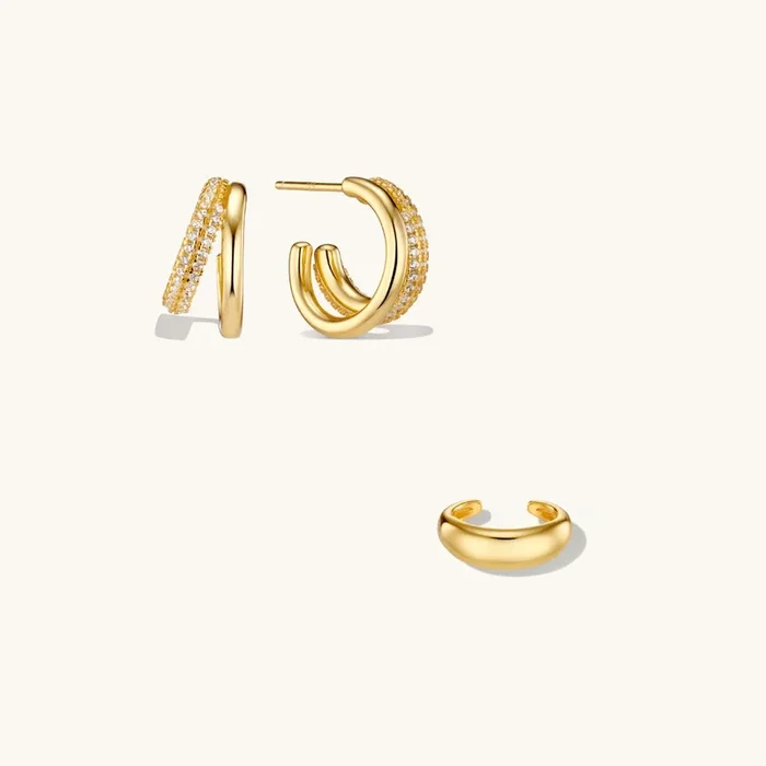 Lisa’s Duo Layered Ear Stack Bundle Gold