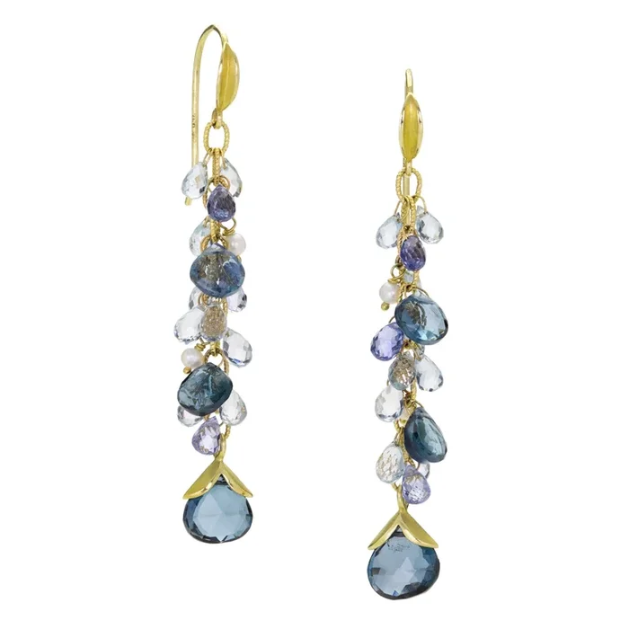 Long Briolette Cluster Drop Earrings