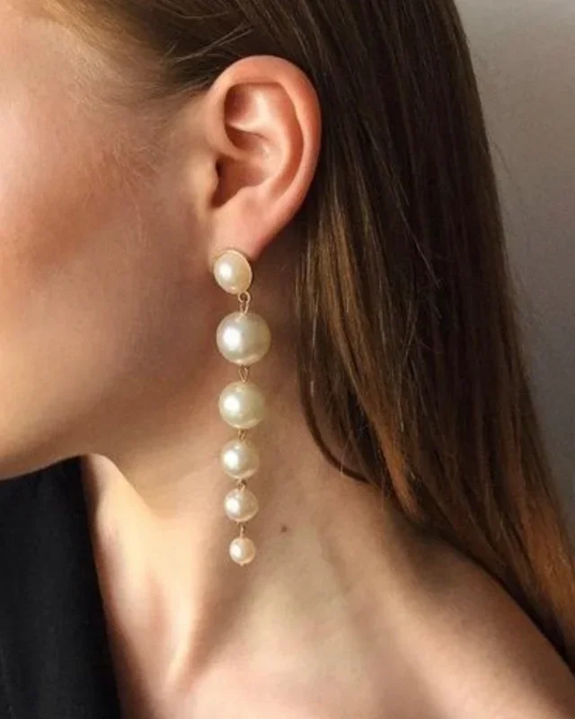 Long Pearl Drop Earring