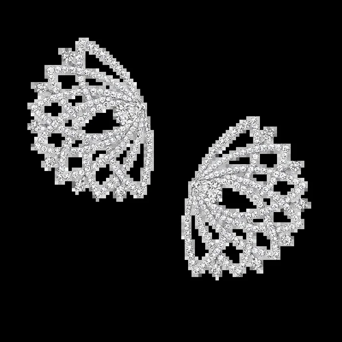 Lotus Bloom Diamond Ear Climbers | In 18K White Gold
