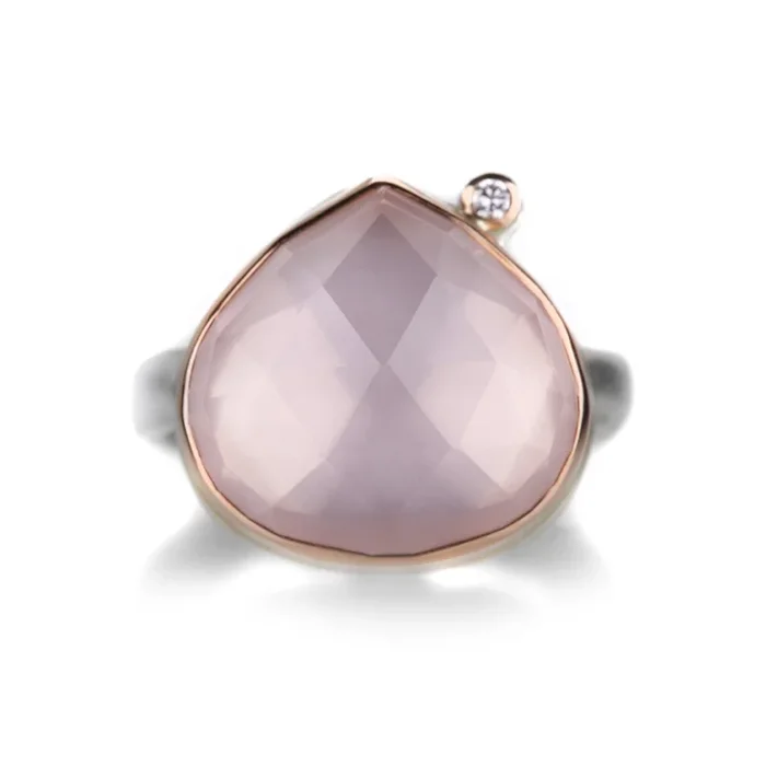 Lotus Rose Cut Rose Quartz Ring