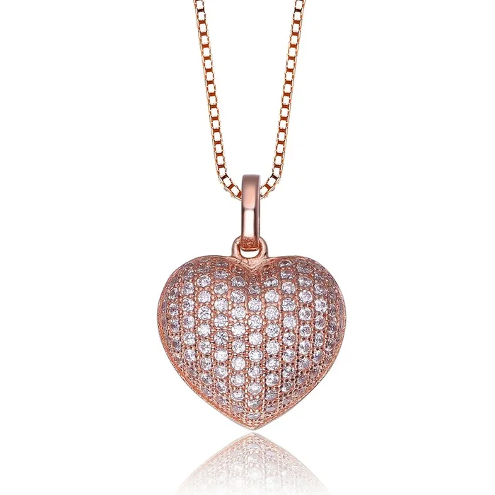 Louise Encrusted Rose Gold Heart Necklace