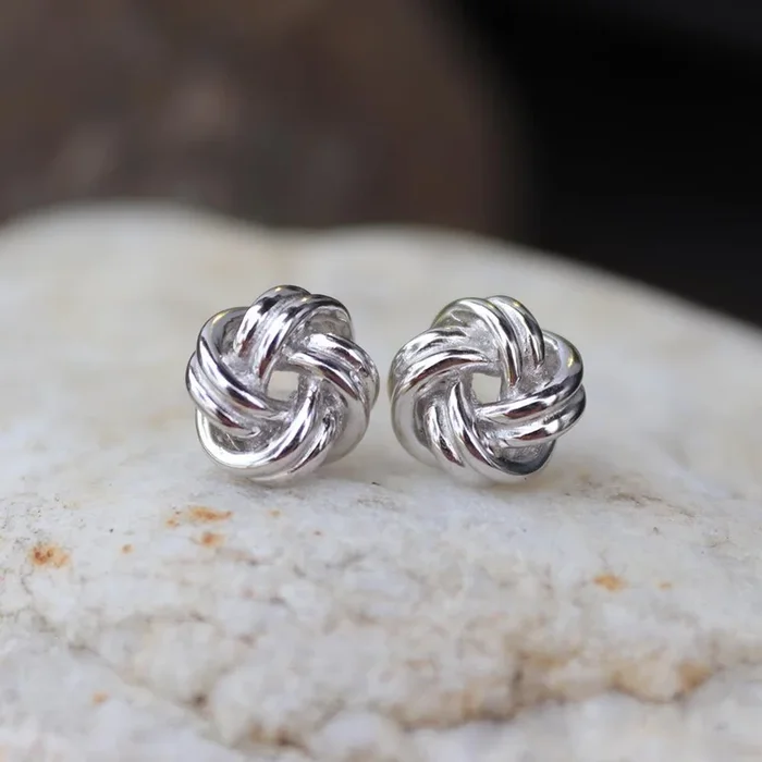 Love Knot Medium Stud Earrings in Sterling Silver
