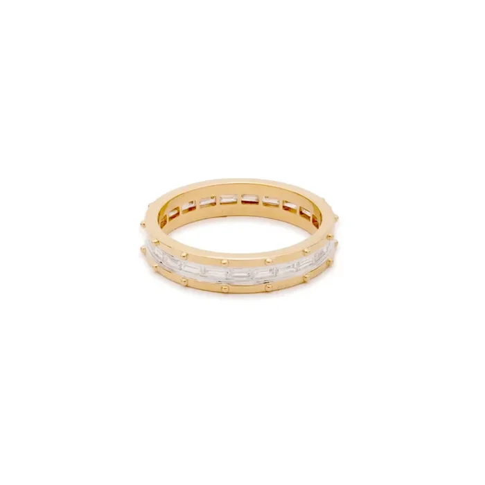 Lovestruck Pierced Baguette Diamond Thin Band : in Yellow Gold