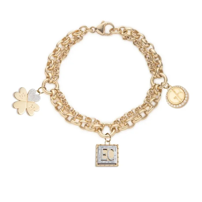 Lovestruck, True Love & Engravable Festoon Chain Bracelet : in Yellow Gold