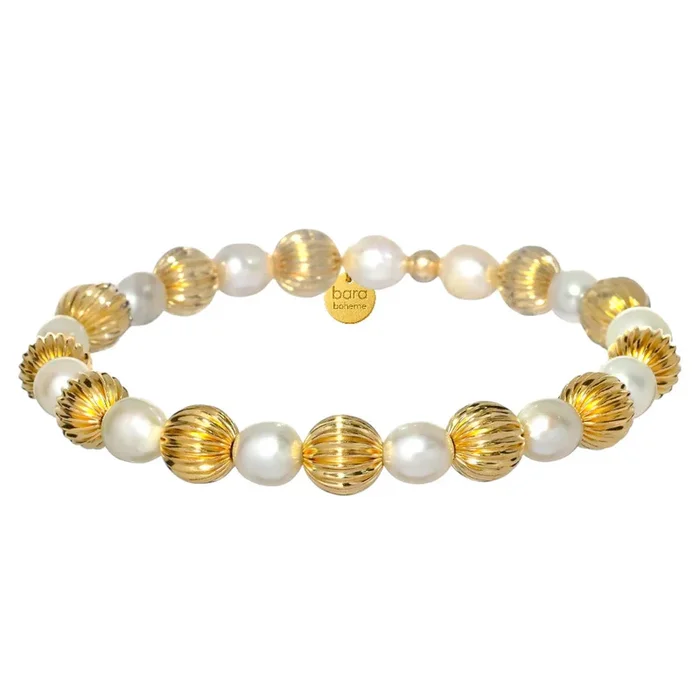 Lucia | Gold Filled Beaded Bracelet with Pearls