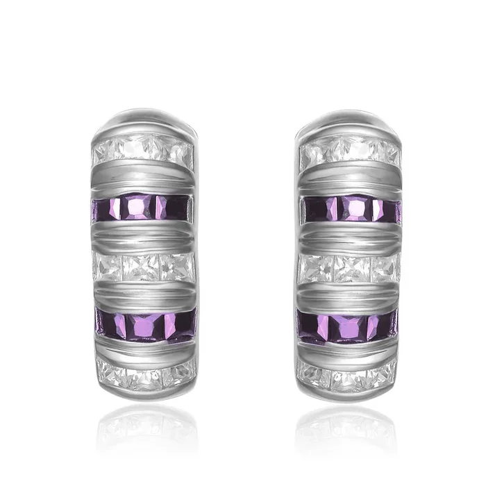 Lucie Princess Cut Amethyst Earrings