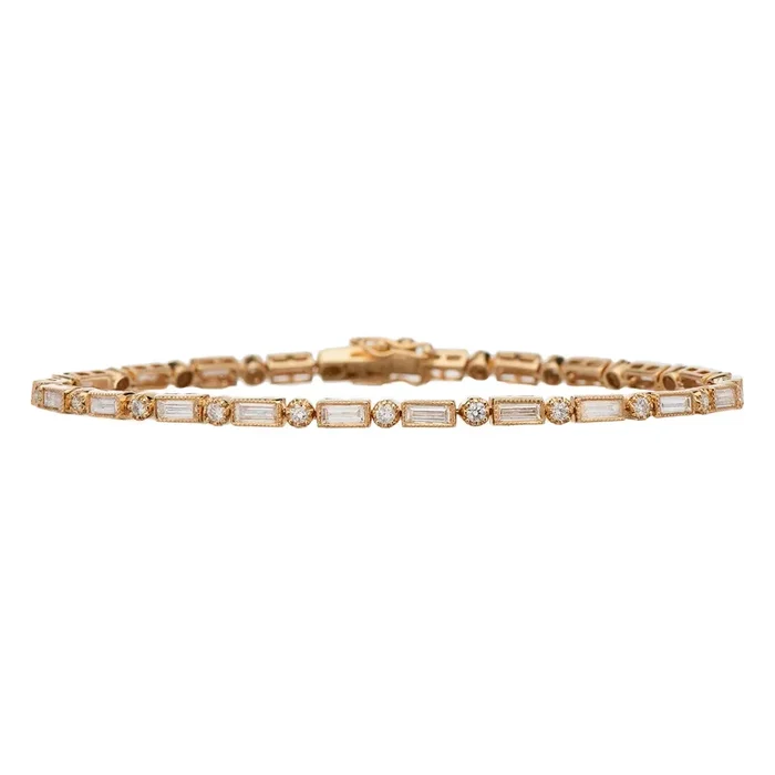Lucy Baguette and Round Diamond Bracelet