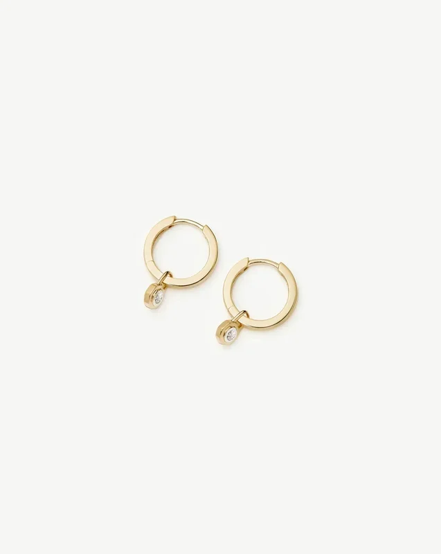 Lucy Williams Fine Diamond Drop Huggies | 14k Solid Gold/Lab Grown Diamond
