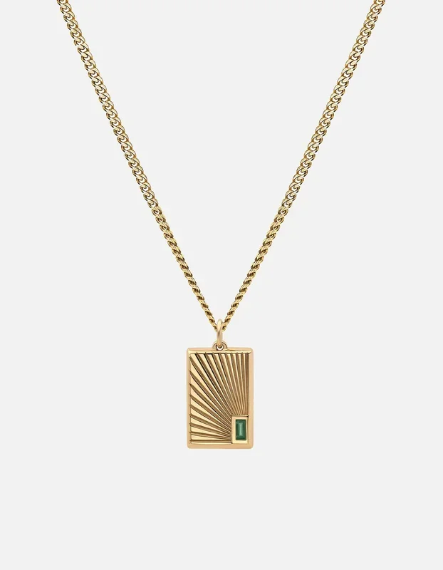 Luma Agate Pendant Necklace, Gold Vermeil