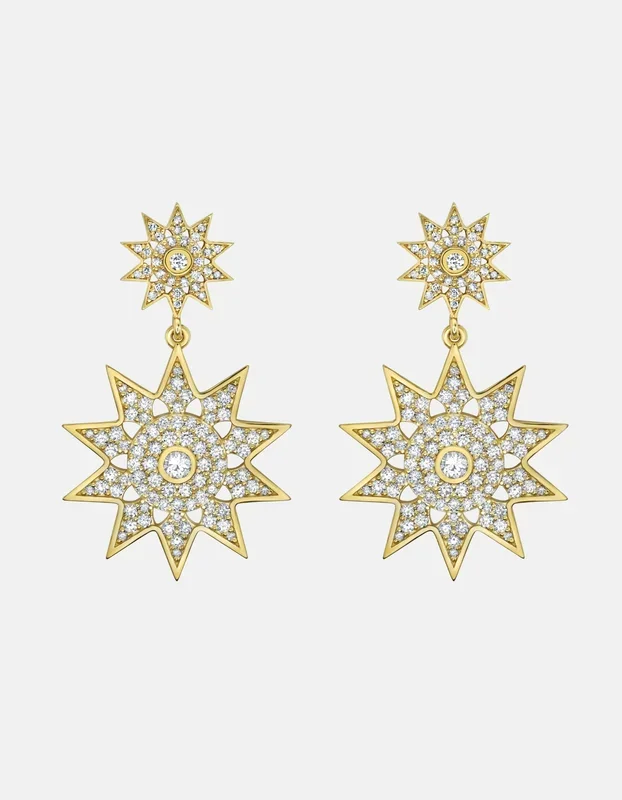 Lumière Diamond Star Jumbo Dangle Earrings